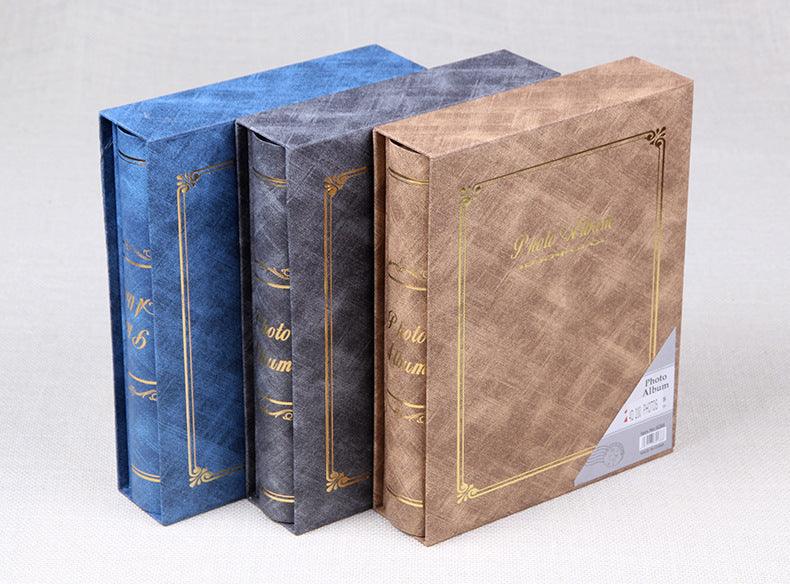 Stevvex 6 Inch Photo Album Holder boxed wedding albums, set of four in blue gray brown on Tampa Home & Garden Store