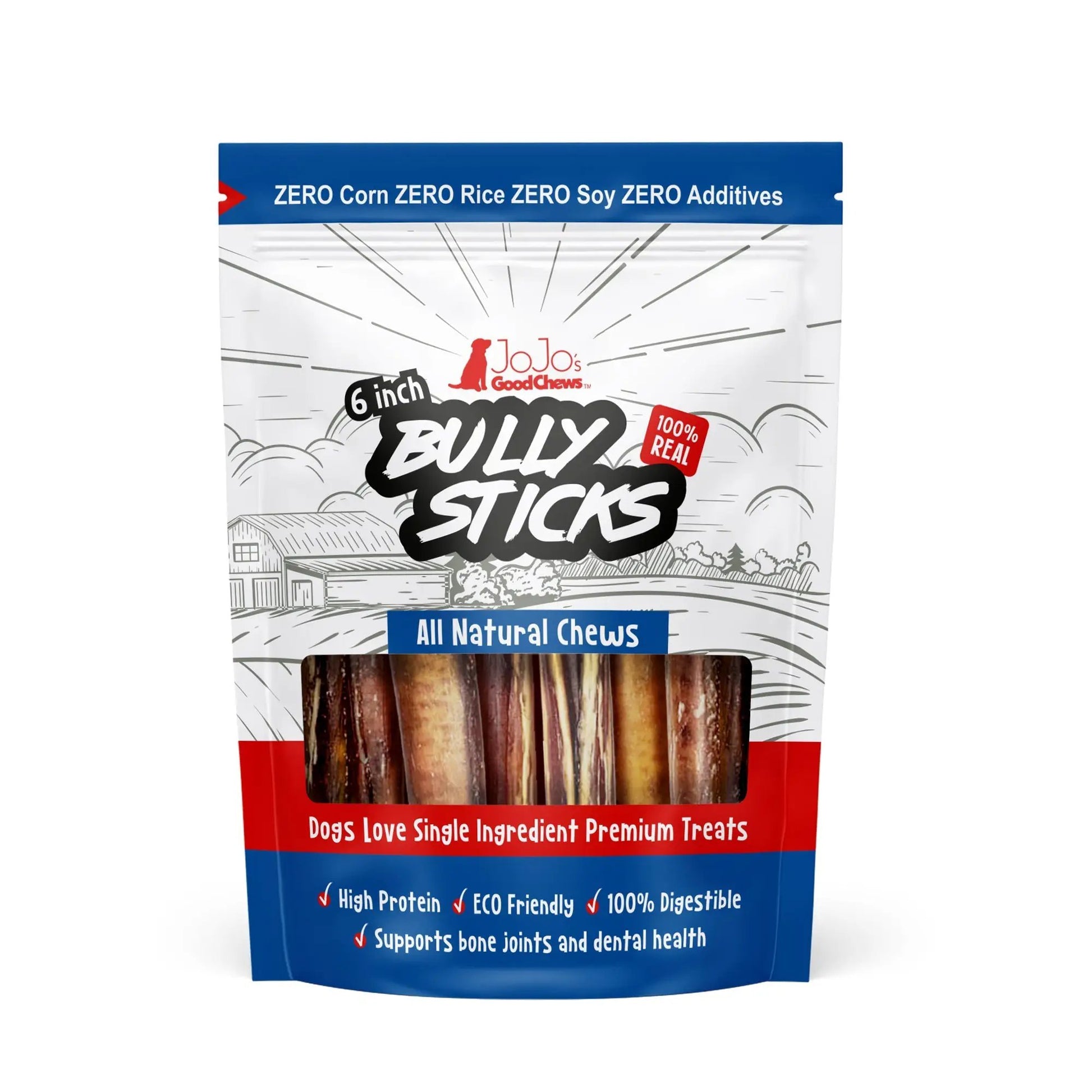 All-Natural Beef Bully Sticks dog treats, 6-inch thick, 3-pack, JoJo's Good Chews on Tampa Home & Garden Store
