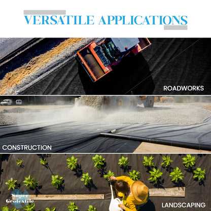 Geotextil tejido, malla de grado comercial para caminos de acceso y carreteras, separación y estabilización, base resistente, malla con una vida útil de 50 años.