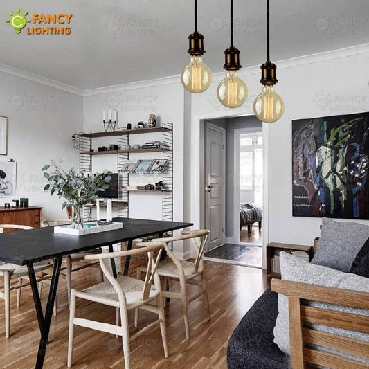 Stevvex Edison vintage incandescent clear bulbs 3-pack with brass sockets for chandeliers on Tampa Home & Garden Store