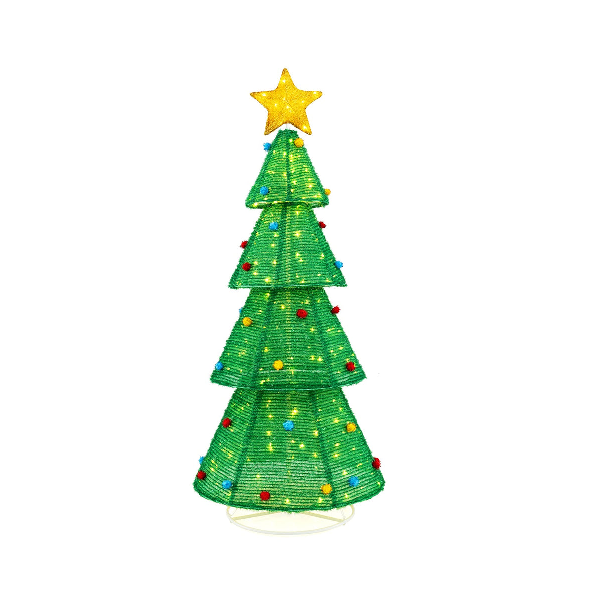 DirectDeals 6.2 ft collapsible Christmas tree with 200 LED lights and star topper green on Tampa Home & Garden Store