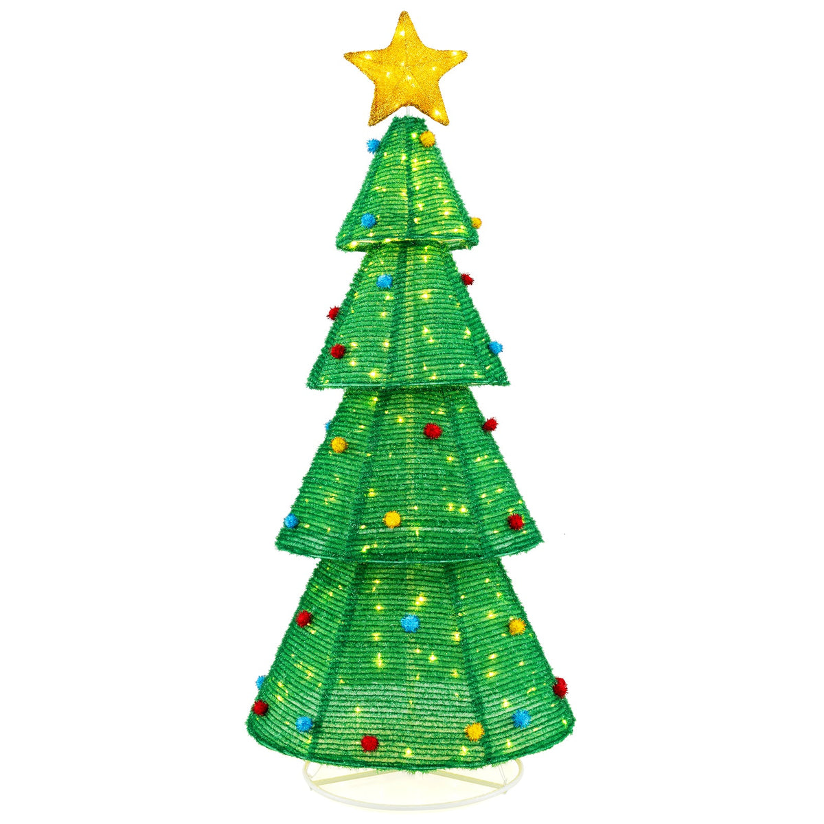 6.2 ft collapsible Christmas tree DirectDeals, green with 200 LED lights and star topper on Tampa Home & Garden Store