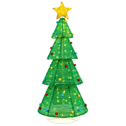 6.2 ft collapsible Christmas tree DirectDeals, green with 200 LED lights and star topper on Tampa Home & Garden Store