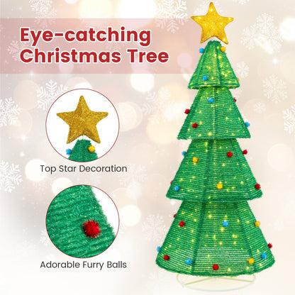 6.2 ft collapsible Christmas tree by DirectDeals with 200 LED lights and top star decoration on Tampa Home & Garden Store