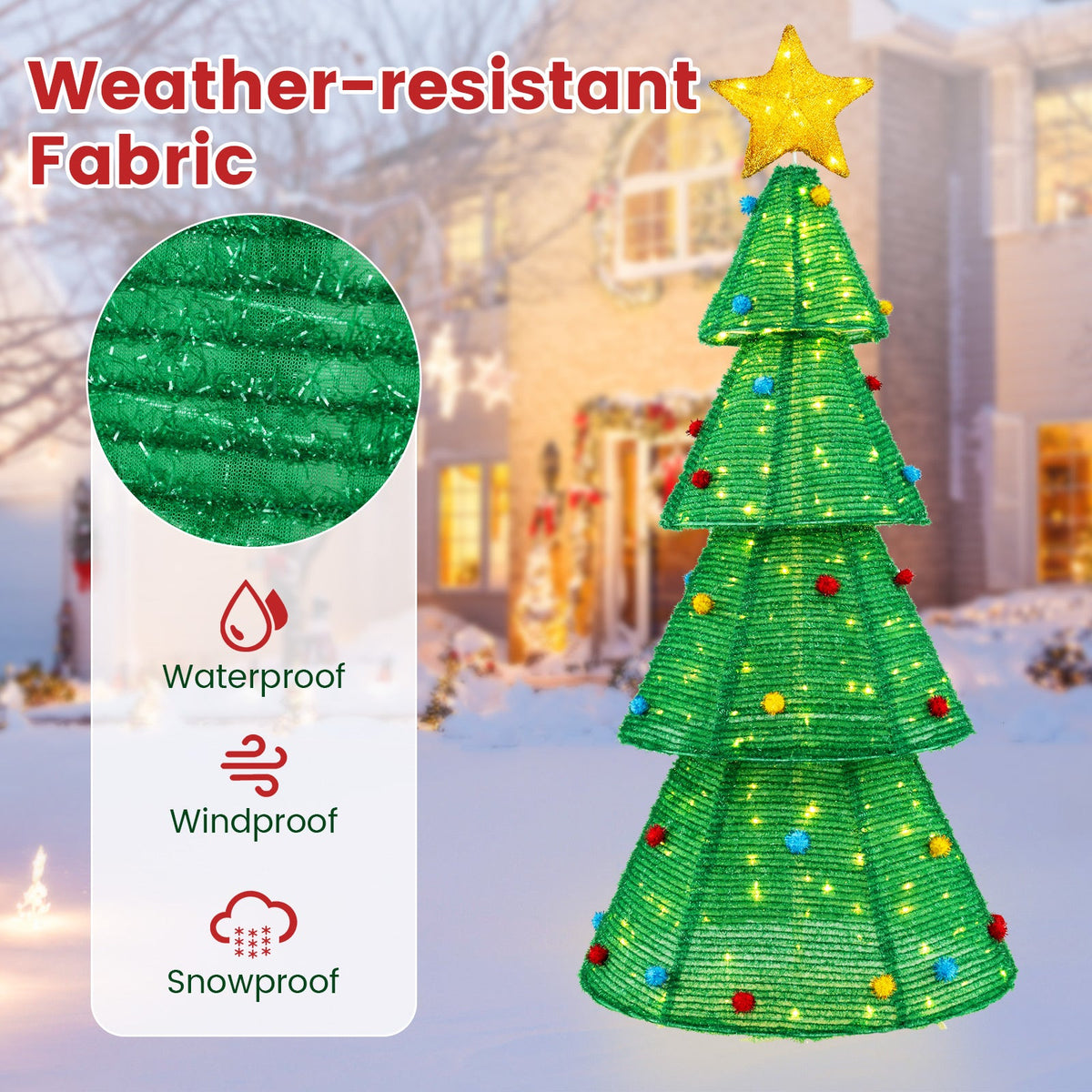 DirectDeals 6.2ft collapsible green Christmas tree with 200 LED lights and top star on Tampa Home & Garden Store