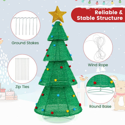 6.2 ft collapsible Christmas tree with 200 LED lights and star topper DirectDeals artificial tree round base on Tampa Home & Garden Store