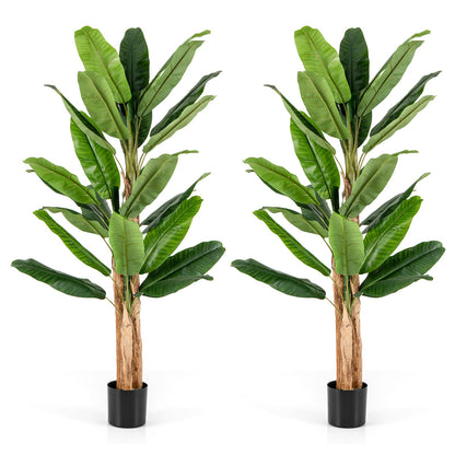 5.5/6.5 pies de alto Árbol de plátano artificial con 10/27 hojas grandes - 6.5 pies