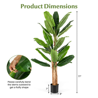 5.5/6.5 pies de alto Árbol de plátano artificial con 10/27 hojas grandes - 6.5 pies
