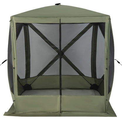 6.7 x 6.7 Feet Pop Up Gazebo with Netting and Carry Bag-Coffee