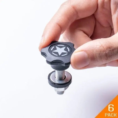 GPCA GP-Star versatile quick-release thumbscrew set; black star-logo knob with screw and washer, 6-pack on Tampa Home & Garden Store
