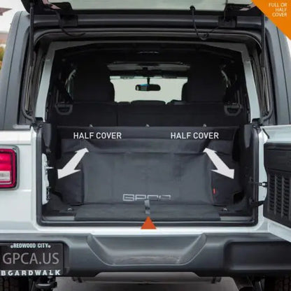 Jeep Wrangler JL 4DR Cargo Cover LITE in black with dual half covers GPCA on Tampa Home & Garden Store