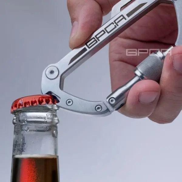 GPCA Carabiner PRO EDC clip opens bottle cap; silver carabiner for everyday carry on Tampa Home & Garden Store