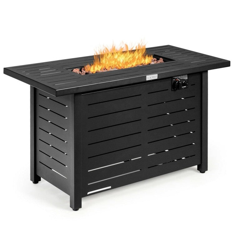 60,000 BTU Brown Rectangular Portable LP Gas Propane Fire Pit Table - Tampa Home & Garden Store