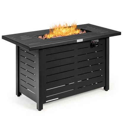 60,000 BTU Brown Rectangular Portable LP Gas Propane Fire Pit Table - Tampa Home & Garden Store