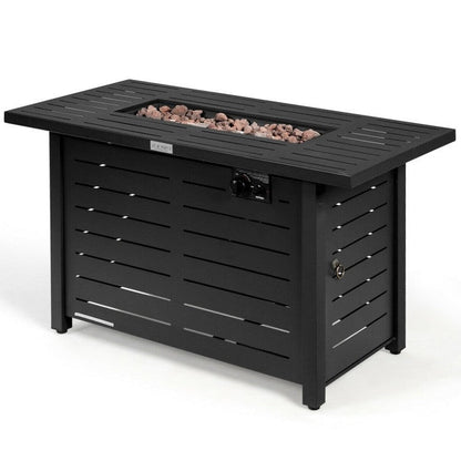 60,000 BTU Brown Rectangular Portable LP Gas Propane Fire Pit Table - Tampa Home & Garden Store