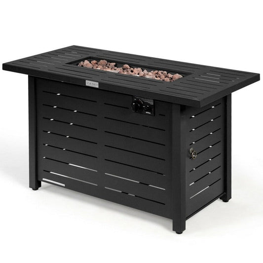 60,000 BTU Brown Rectangular Portable LP Gas Propane Fire Pit Table - Tampa Home & Garden Store