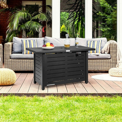 60,000 BTU Brown Rectangular Portable LP Gas Propane Fire Pit Table - Tampa Home & Garden Store