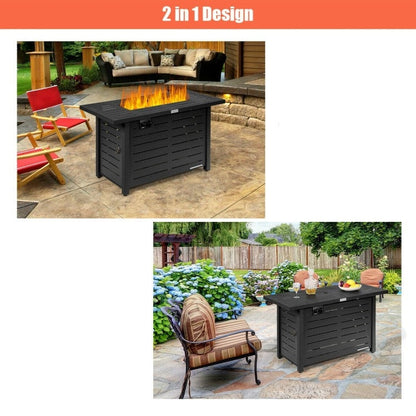 60,000 BTU Brown Rectangular Portable LP Gas Propane Fire Pit Table - Tampa Home & Garden Store