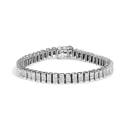 Tennis bracelet with square-cut stones in a silver-tone metal setting, 7-inch length on Tampa Home & Garden Store