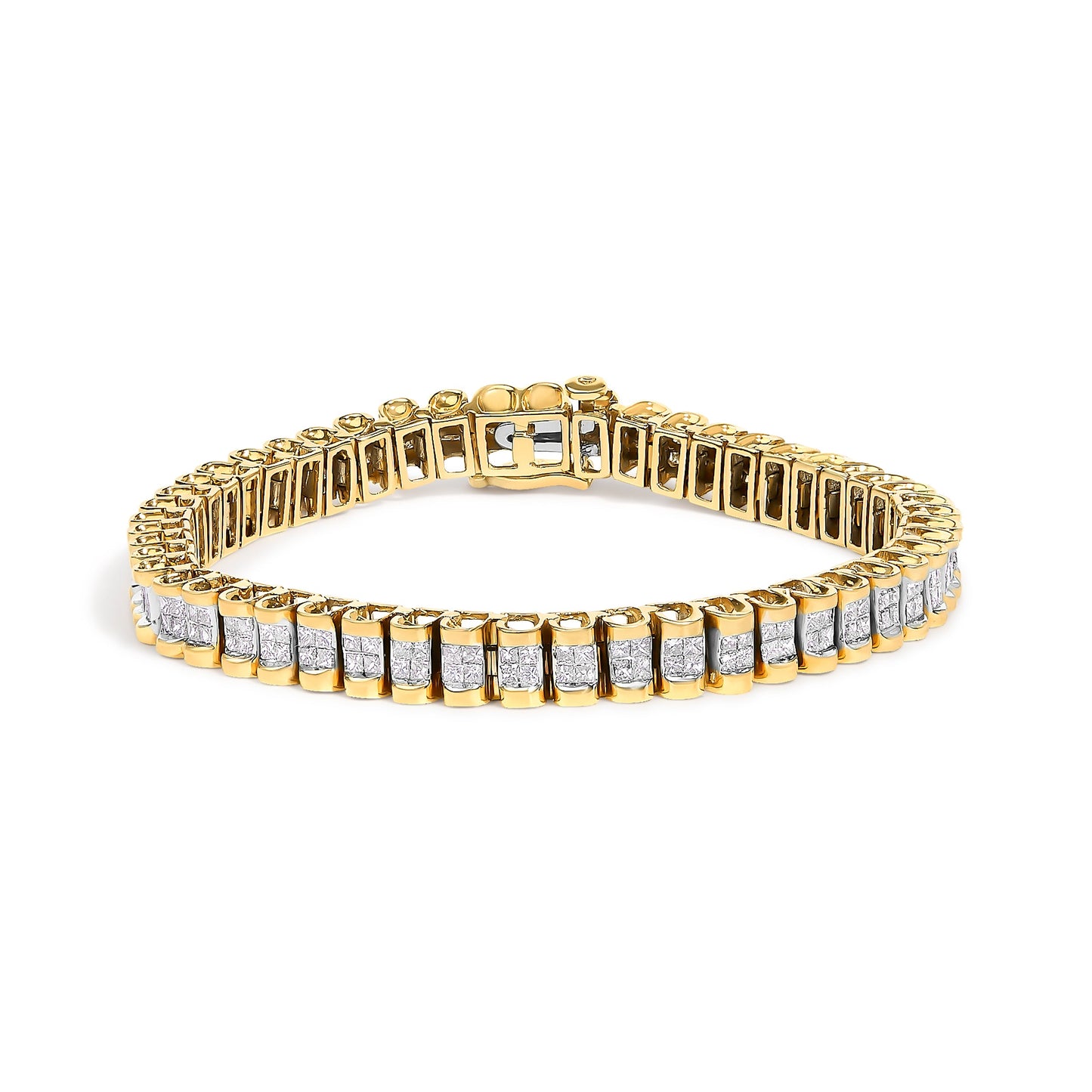14K yellow gold tennis bracelet with 3.0 cttw princess-cut diamonds in invisible-set links on Tampa Home & Garden Store