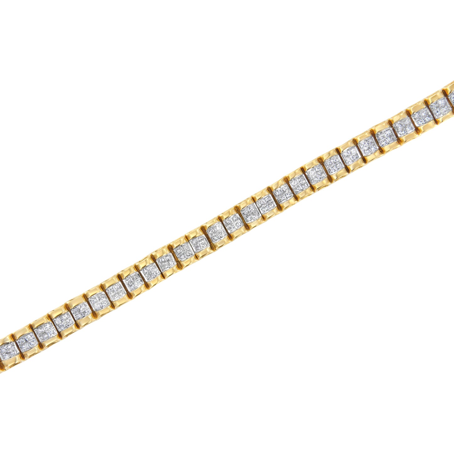 Tennis bracelet: 14K yellow gold with 3.0 cttw princess-cut diamonds, invisible-set, H-I SI1-SI2 on Tampa Home & Garden Store