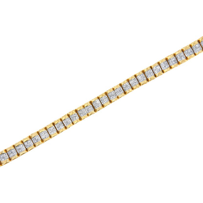 Tennis bracelet: 14K yellow gold with 3.0 cttw princess-cut diamonds, invisible-set, H-I SI1-SI2 on Tampa Home & Garden Store