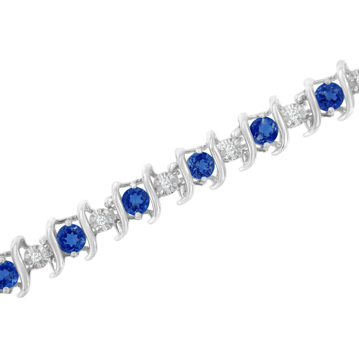 Sterling silver tennis bracelet with lab-grown blue sapphires and diamonds, 4 cttw on Tampa Home & Garden Store