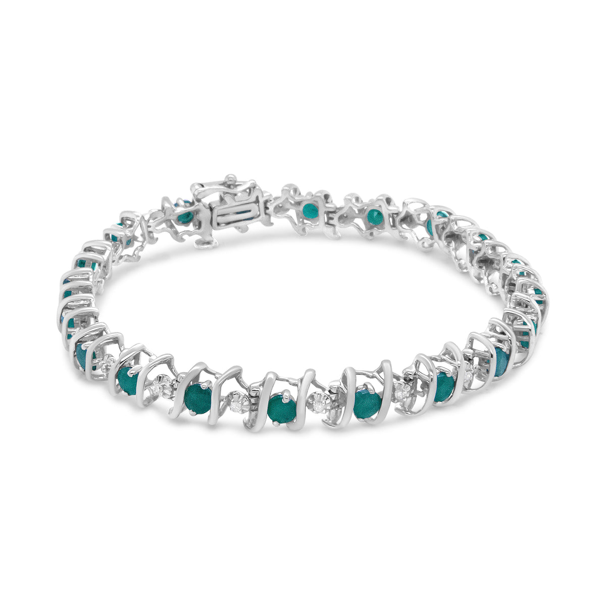 Tennis bracelet .925 sterling silver with blue sapphire labgrown stones and diamond accents on Tampa Home & Garden Store