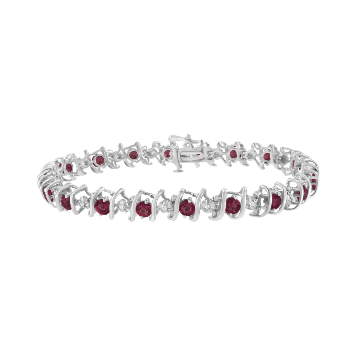 Tennis bracelet with created blue sapphire and 4 Cttw round diamonds, I1-I2, Sept birthstone on Tampa Home & Garden Store