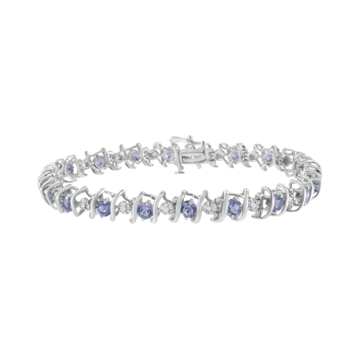 Sterling silver tennis bracelet with blue sapphire and diamond accents 4 Cttw, Bids.com on Tampa Home & Garden Store