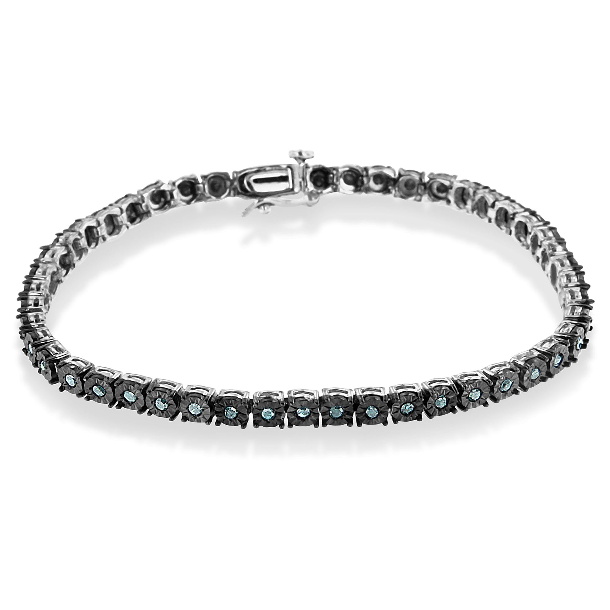 Tennis bracelet in black rhodium plated .925 silver with blue stones, 1.0 cttw, 7 in on Tampa Home & Garden Store