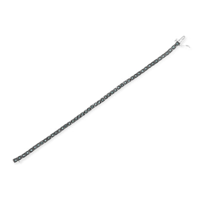 Black rhodium plated .925 sterling silver diamond tennis bracelet with blue stones 7in on Tampa Home & Garden Store
