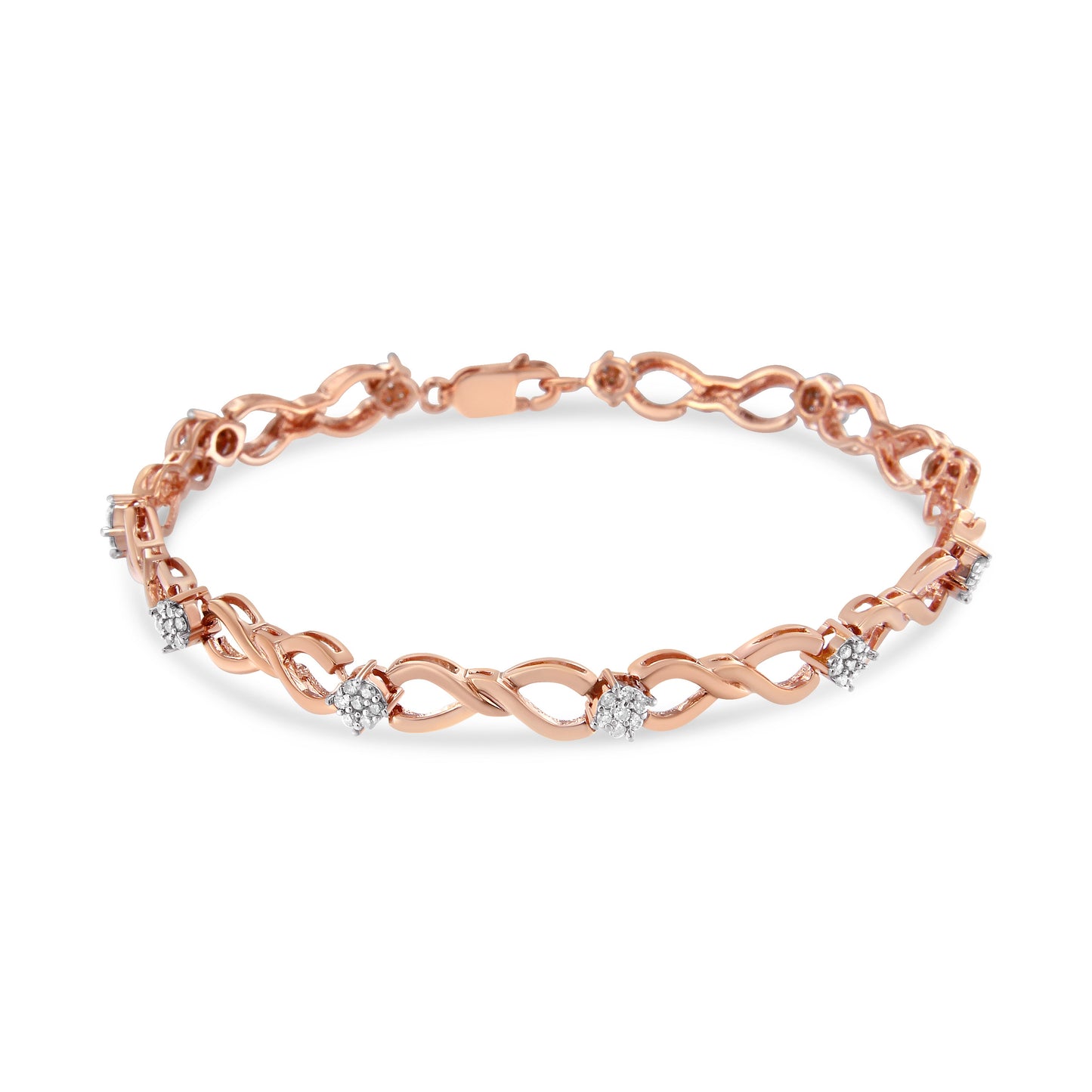 Infinity-link rose gold plated bracelet in .925 silver with 1/2 cttw diamonds, H-I color I2-I3, 7 inch on Tampa Home & Garden Store