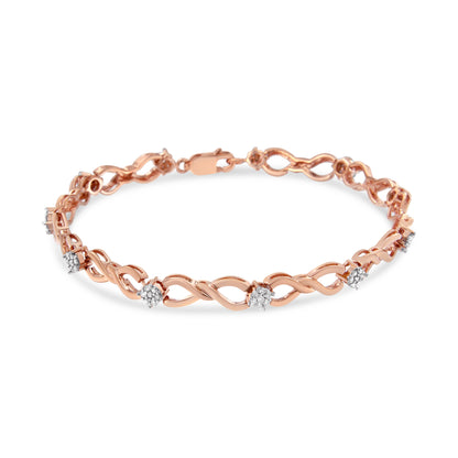 Infinity-link rose gold plated bracelet in .925 silver with 1/2 cttw diamonds, H-I color I2-I3, 7 inch on Tampa Home & Garden Store