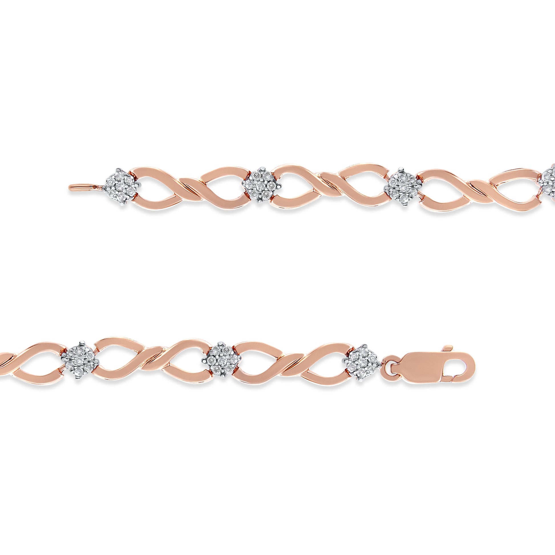 Bracelet: rose gold plated sterling silver infinity-link diamond tennis bracelet, 1/2 ct tw, 7-inch long on Tampa Home & Garden Store