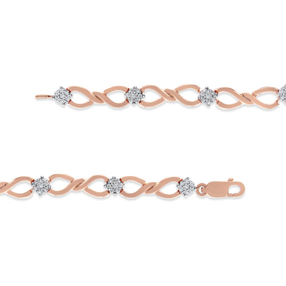 Bracelet: rose gold plated sterling silver infinity-link diamond tennis bracelet, 1/2 ct tw, 7-inch long on Tampa Home & Garden Store