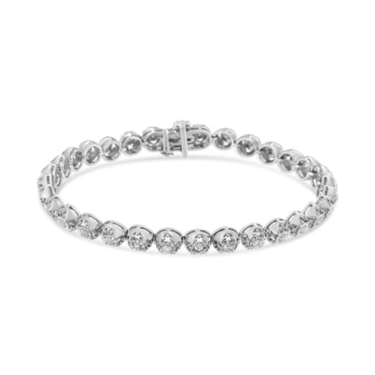 Bracelet .925 sterling silver diamond tennis bracelet with open quatrefoil links 7in on Tampa Home & Garden Store