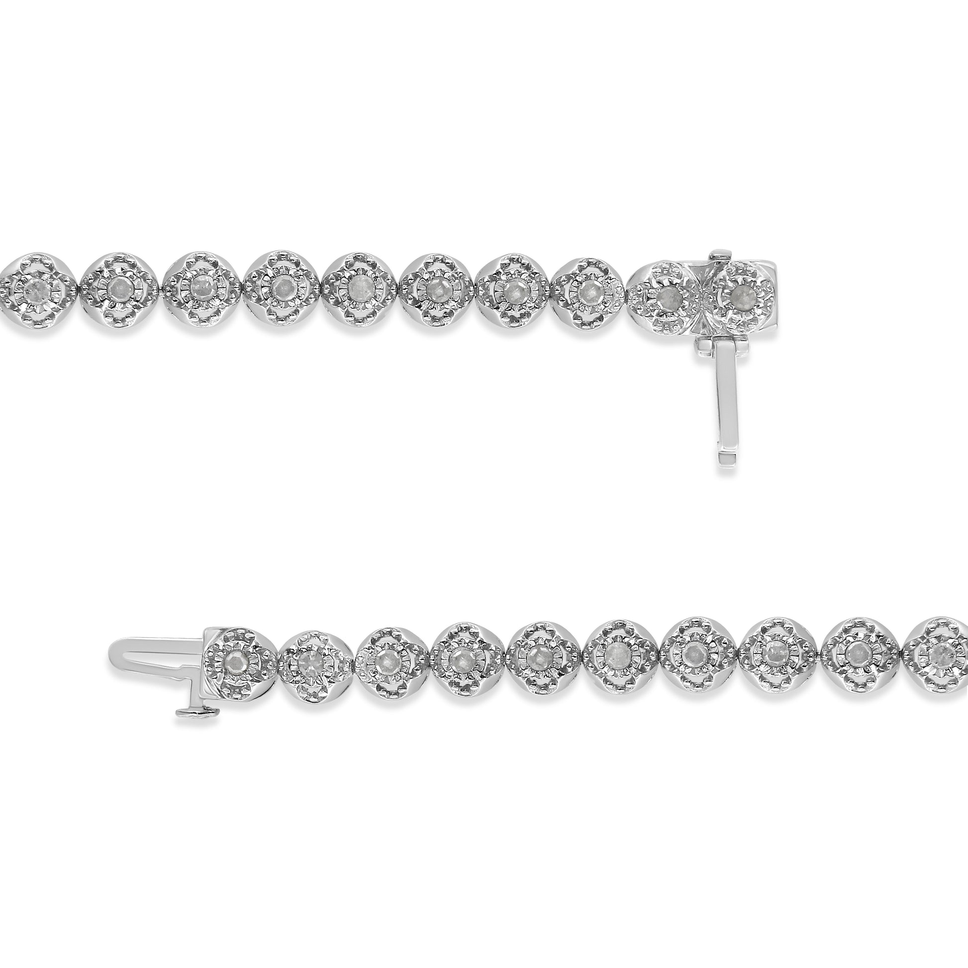 Sterling silver 1.0 cttw diamond tennis bracelet with open quatrefoil circle-link 7 in on Tampa Home & Garden Store