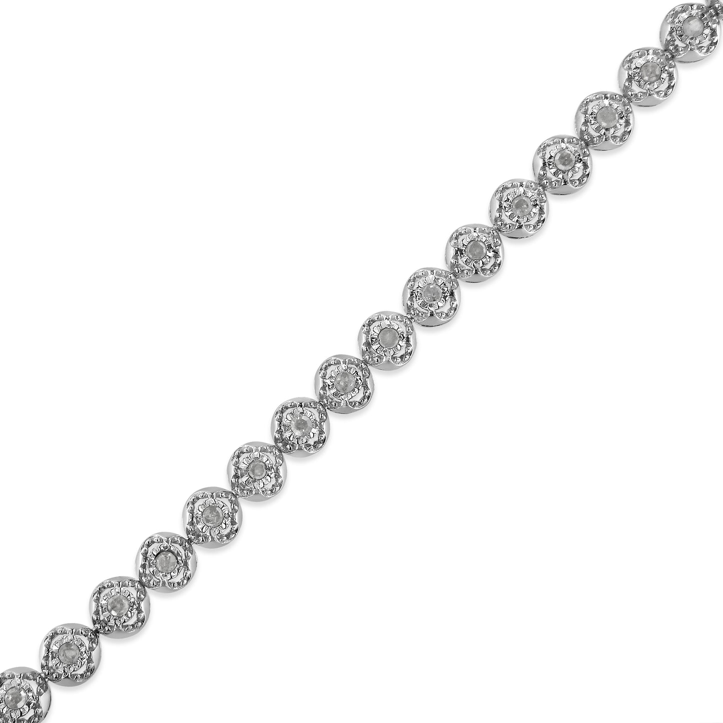 Tennis bracelet .925 Sterling Silver with 1.0 cttw diamonds in open quatrefoil circle-link on Tampa Home & Garden Store