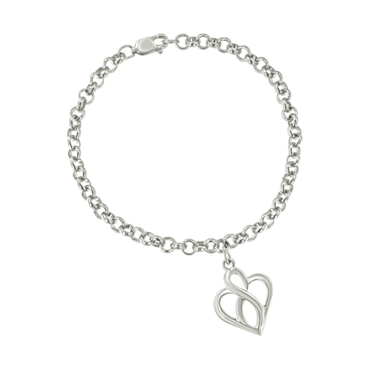 Bracelet .925 sterling silver open heart with infinity charm, chain link, size 7 by Bids.com on Tampa Home & Garden Store