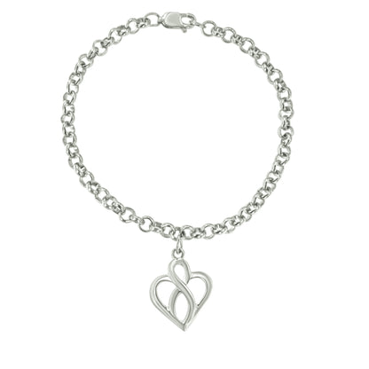 Bracelet .925 Sterling Silver open heart with vertical infinity charm, size 7, link chain on Tampa Home & Garden Store