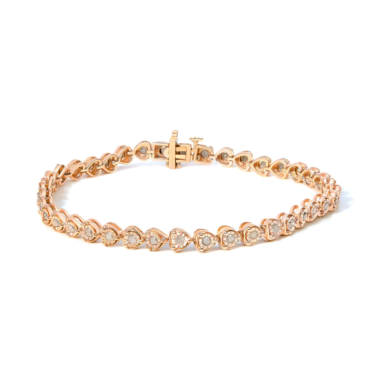 Miracle Set Diamond Heart-Link 7-inch Tennis Bracelet in rose gold tone with diamonds on Tampa Home & Garden Store