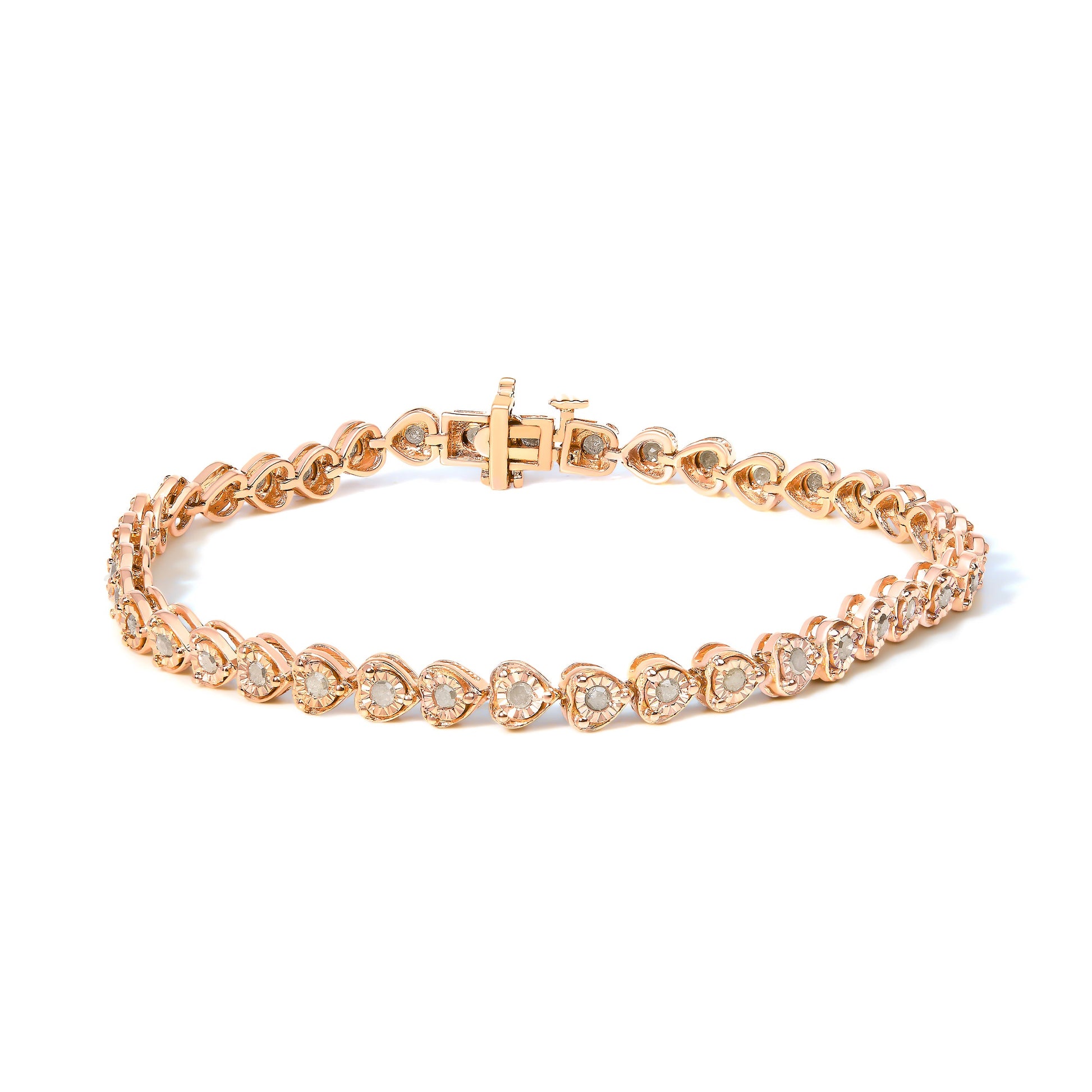 Miracle Set Diamond Heart-Link 7-inch Tennis Bracelet in rose gold tone with diamonds on Tampa Home & Garden Store