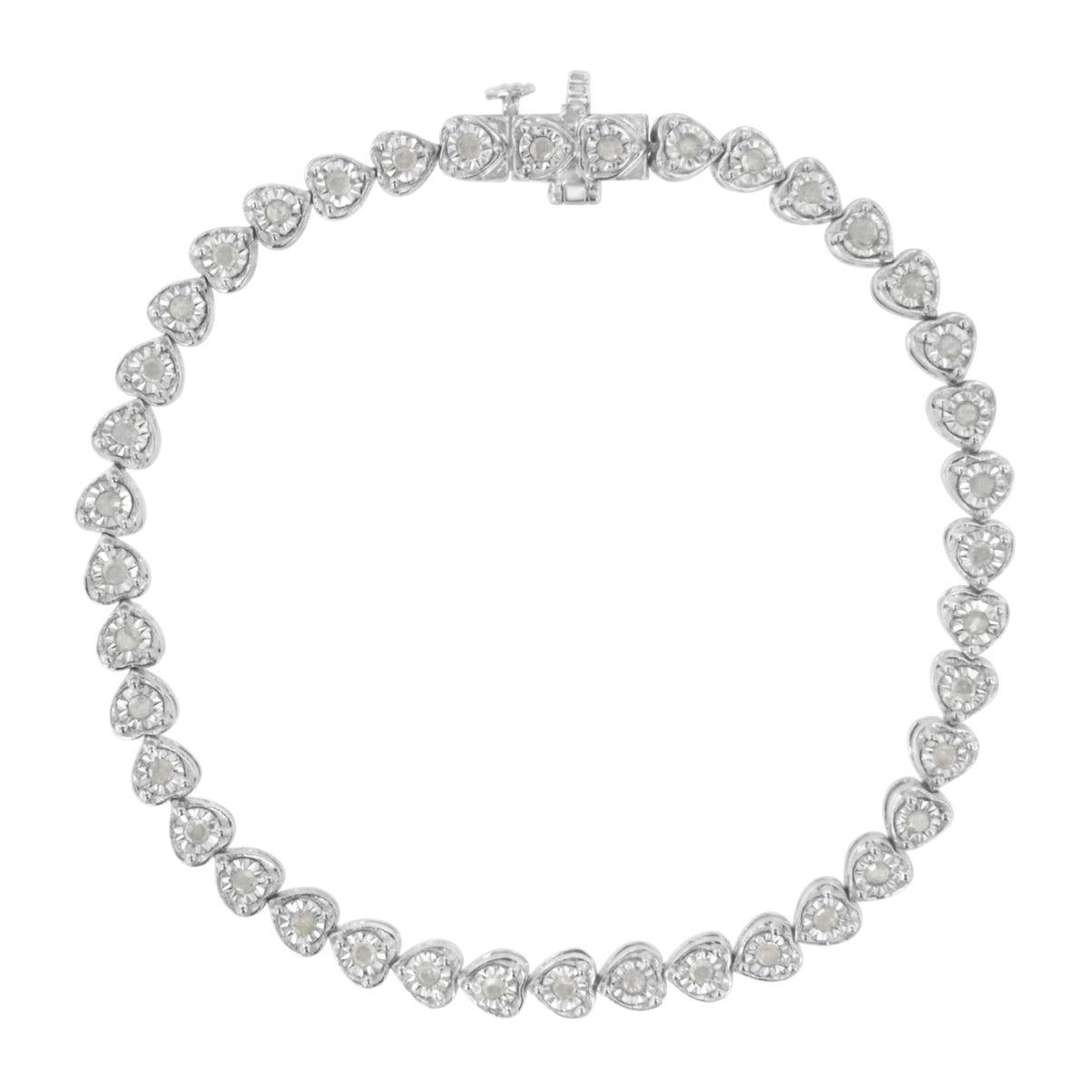 Miracle Set Diamond Heart-Link Tennis Bracelet in sterling silver, 7in, I-J I2-I3 diamonds on Tampa Home & Garden Store