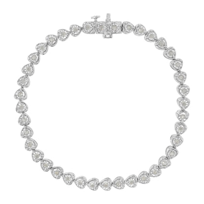 Miracle Set Diamond Heart-Link Tennis Bracelet in sterling silver, 7in, I-J I2-I3 diamonds on Tampa Home & Garden Store