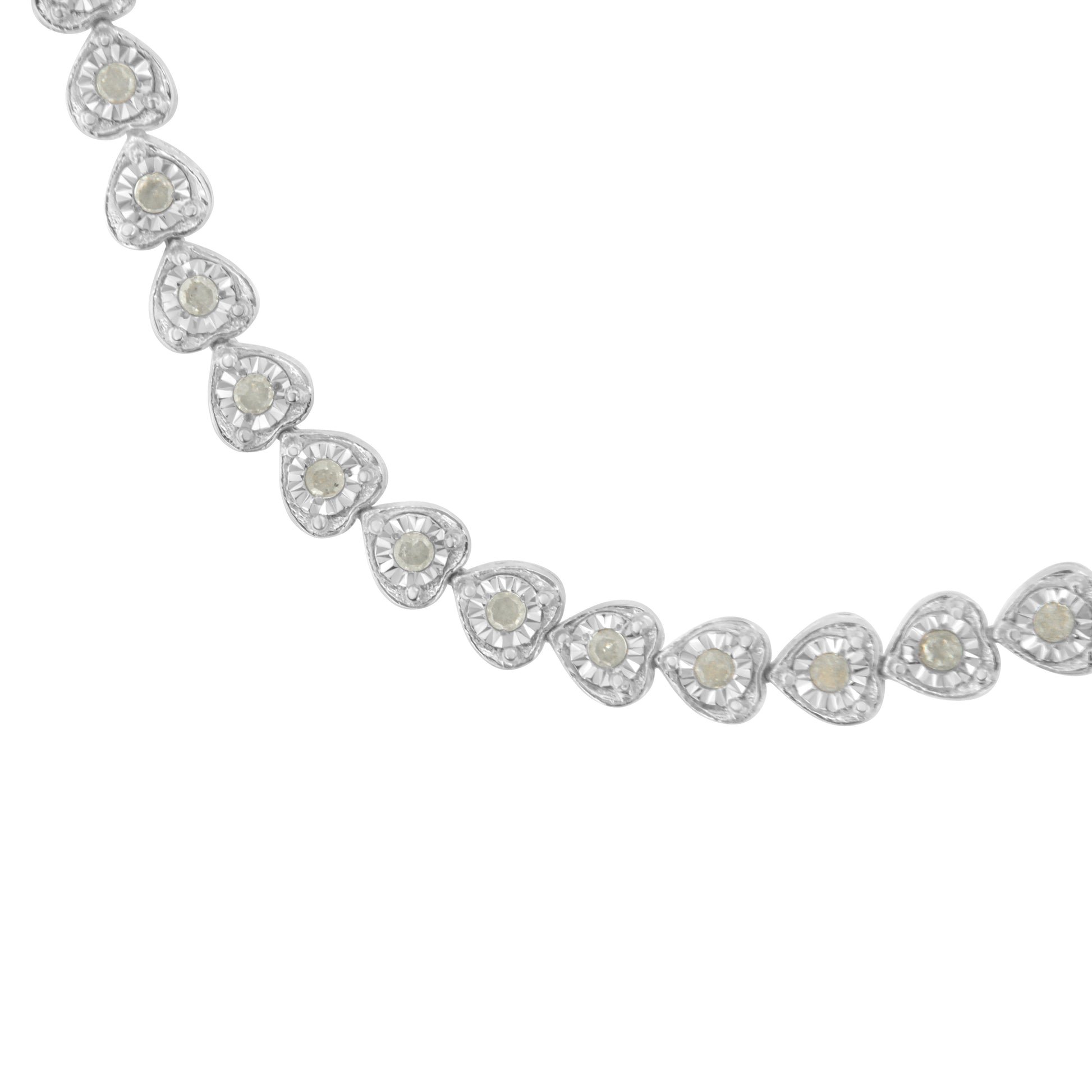 Bracelet .925 Sterling Silver Miracle Set Diamond Heart-Link Tennis, 7in, 1.0cttw, I-J, I2-I3 on Tampa Home & Garden Store