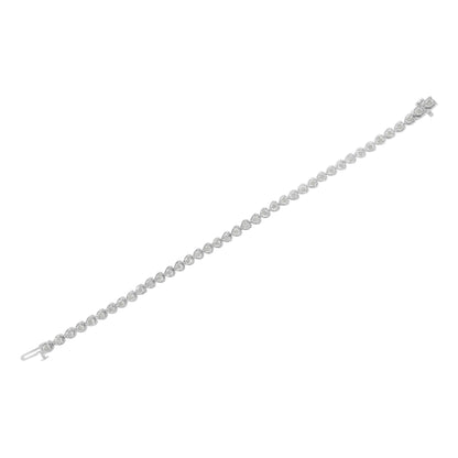 Sterling silver 1.0 cttw diamond heart-link tennis bracelet 7in, I-J color, I2-I3, Bids.com on Tampa Home & Garden Store