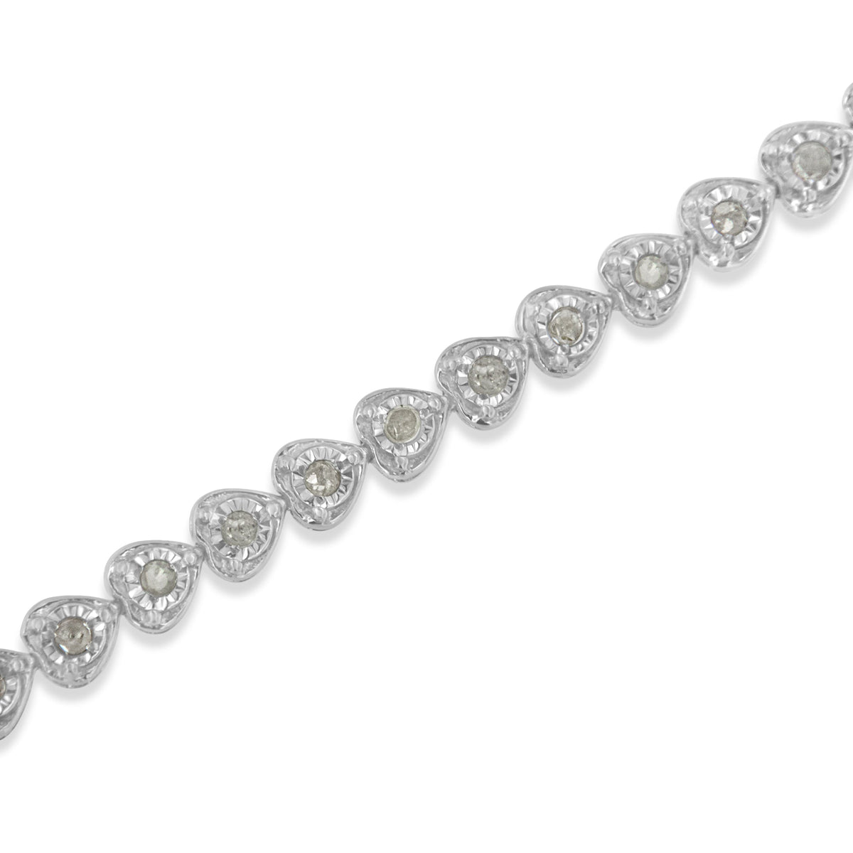 Miracle Set Diamond Heart-Link Tennis Bracelet in sterling silver, 1.0 cttw, 7in on Tampa Home & Garden Store