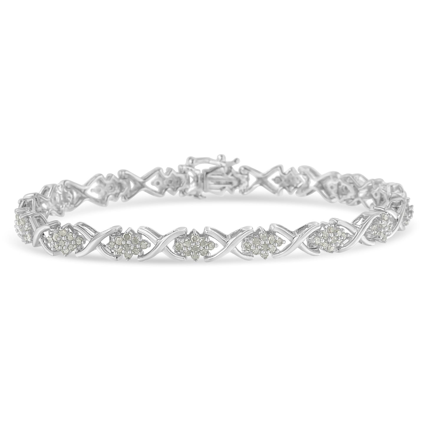 Bracelet .925 Sterling Silver 1-1/2 Cttw Diamond Cluster X-Link 7in I-J I3 by Bids.com on Tampa Home & Garden Store