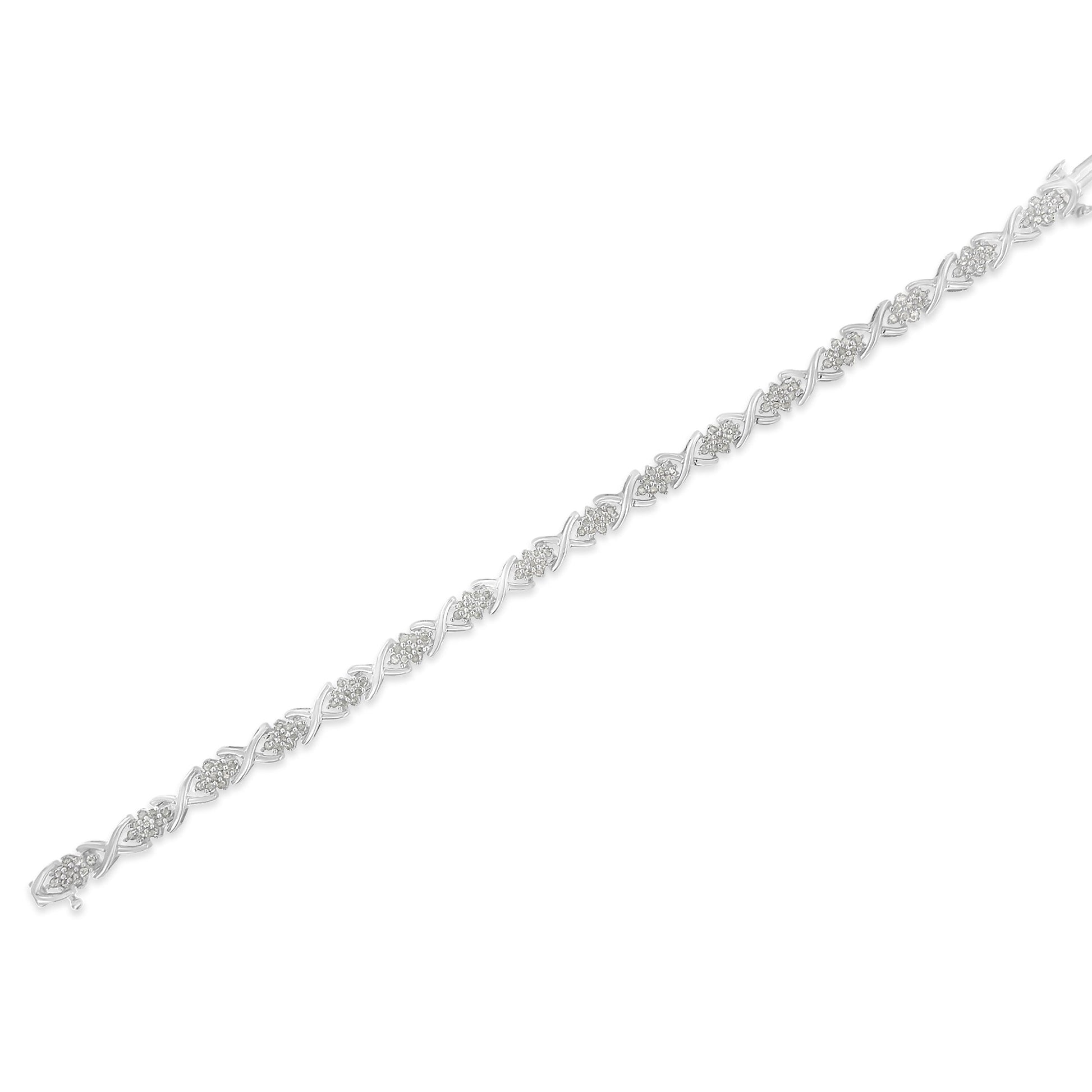 Diamond Cluster X-Link tennis bracelet in .925 sterling silver, 1-1/2 cttw, 7in, I-J color on Tampa Home & Garden Store